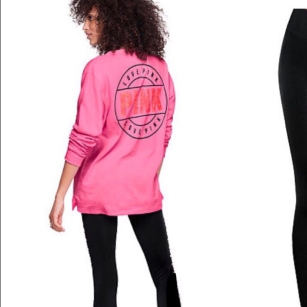 PINK along sleeves top